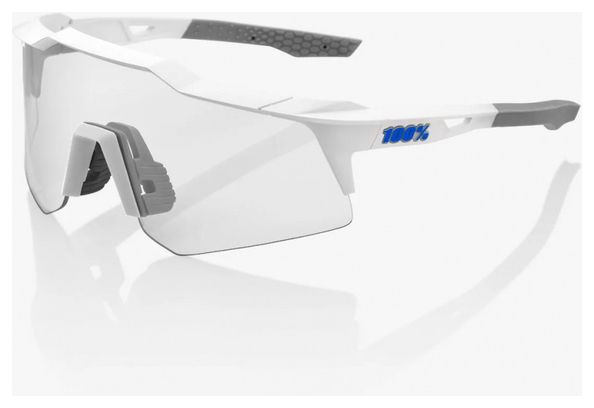 100% Speedcraft XS Goggles - Matte White - Blue Multilayer Mirror Lenses