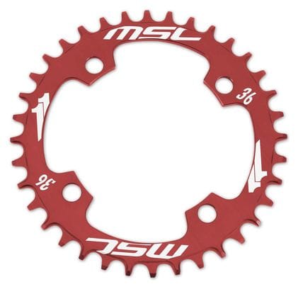 MSC Chainring CNC Alu 7075 4 bolts 104mm Narrow/Wide Red
