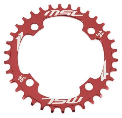 MSC Chainring CNC Alu 7075 4 bolts 104mm Narrow/Wide Red