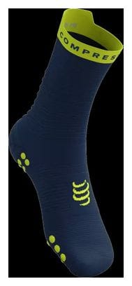 Chaussettes Compressport Pro Racing Socks v4.0 Run High Bleu/Vert 