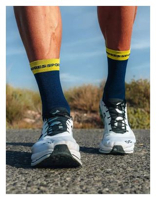 Chaussettes Compressport Pro Racing Socks v4.0 Run High Bleu/Vert 