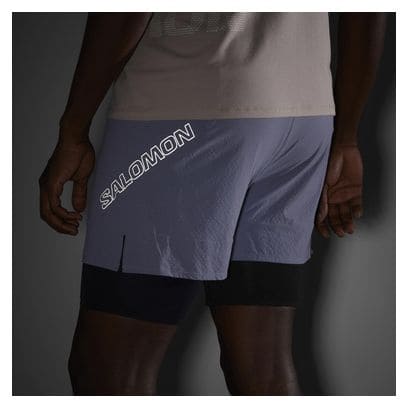 Short 2-en-1 Salomon Sense Aero Bleu/Noir Homme