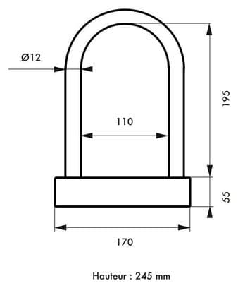 Antivol U gainée Ø 12 larg : 170 mm - Haut : 245 mm - THIRARD