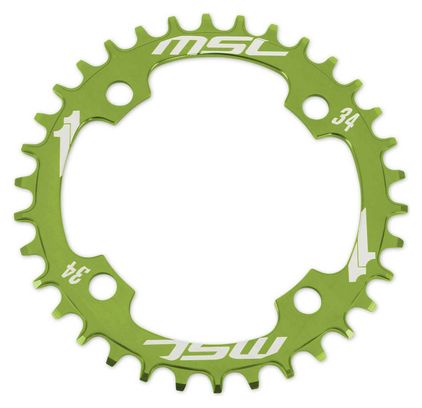 MSC Chainring CNC Alu 7075 4 pernos 104mm estrecho / ancho verde