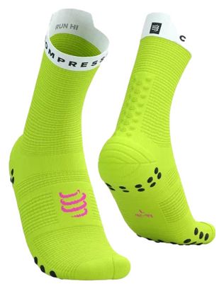 Chaussettes Compressport Pro Racing Socks v4.0 Run High Jaune/Blanc