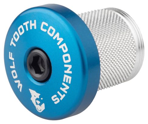 Wolf Tooth Compression Plug with Integrated Spacer Stem Cap 1 1/8'' Blue