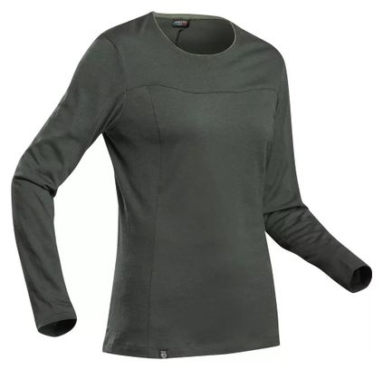 Forclaz Trek 500 Women&#39;s Long Sleeve T-Shirt Merino Gray