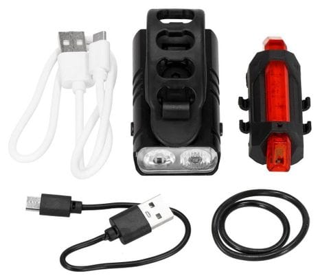 Kit freins et phares de vélo  Springos  LED  6/4 modes d'éclairage  aluminium et plastique  chargement USB  6 5x3 5x2 5 cm