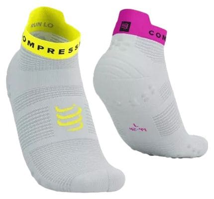 Compressport Pro Racing Socks v4.0 Run Low Weiß/Gelb/Pink