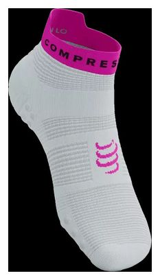 Calcetines Compressport Pro Racing v4.0 Run Low Blanco/Amarillo/Rosa