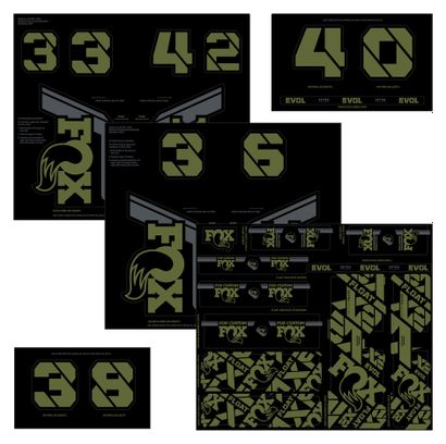 Kit di adesivi per forcella e ammortizzatore Fox Racing Shox Olive Drab
