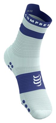 Calze Compressport Pro Racing V4.0 Run High Bianco/Blu