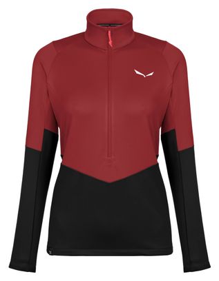 Polaire Femme Salewa Puez Polarlite Demi-Zip Rouge/Noir