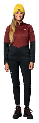 Salewa Puez Polarlite Damen Fleece Half Zip Rot/Schwarz