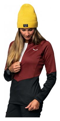 Dames Salewa Puez Polarlite Half Zip Fleece Rood/Zwart