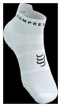 Chaussettes Compressport Pro Racing Socks v4.0 Run Low Blanc 
