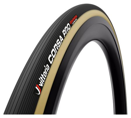 Vittoria Corsa Pro 700 mm Tubeless Ready Road Tire Soft Graphene G2.0 + Silica Compound Beige Sidewalls