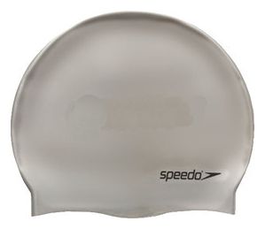 SPEEDO Swimcap Plain Flat Silicone Silver