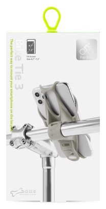 Bike Tie 3 Gray : support pour téléphone (écran 5.8 à 7.2 pouces) - fixation guidon de vélo - Gris Clair