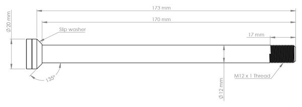 Burgtec Canyon MTB Rear Axle 173 mm | M12x1.0 | Black