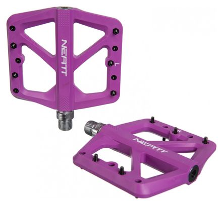 Paar Neatt Composite Flat Pedals 5 Spikes Purple