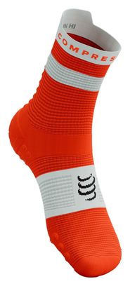 Calze Compressport Pro Racing V4.0 Run High Arancione/Bianco