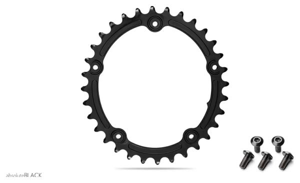 AbsoluteBlack Premium Oval Sub-Compact 110/5 BCD Chainring For Shimano Cranks 10-11S Black