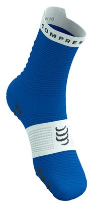 Calcetines Compressport Pro Racing V4.0 Run High Azul/Blanco