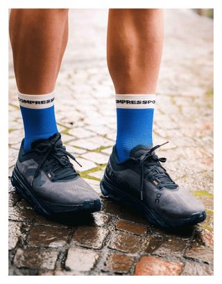 Calcetines Compressport Pro Racing V4.0 Run High Azul/Blanco