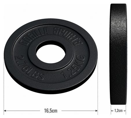 Disques Olympiques en fonte - 50/51 mm - Poids : 1 25 KG