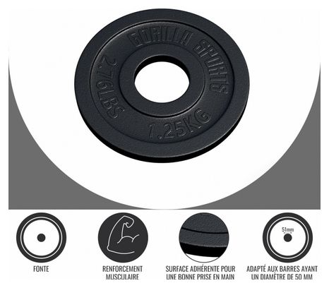 Disques Olympiques en fonte - 50/51 mm - Poids : 1 25 KG