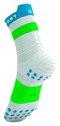 Calze Compressport Pro Racing V4.0 Run High Bianco/Blu/Verde