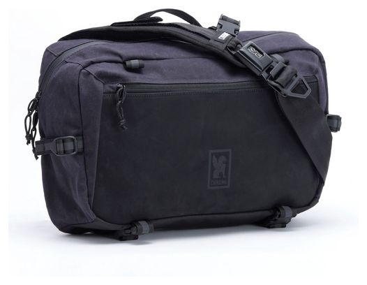 Kadet Max 15L Black Canvas and Leather Shoulder Bag (Chrome)