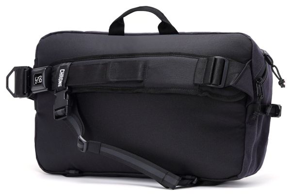 Kadet Max 15L Black Canvas and Leather Shoulder Bag (Chrome)