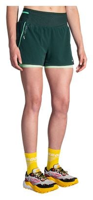 Pantalones cortos 2 en 1 para mujer Brooks High Point Trail 3inch Gris Verde