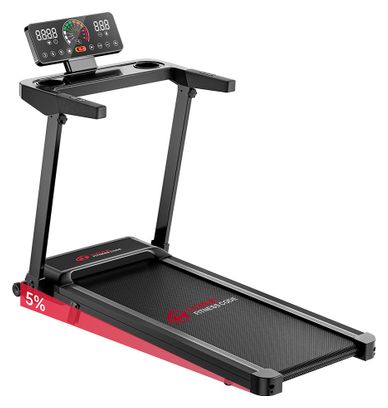 Tapis de course Fitness Q8 avec poignées pliable compact Noir