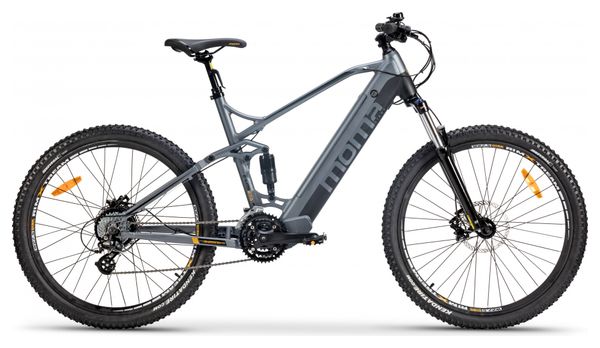 Bicicletta MTB Elettrica, E-27.5' Moma Bikes, Alluminio, SHIMANO ALTUS 24V, Doppie sospensioni, Freni a Disco idraulico Bat. integrato Ion Litio 48V 13Ah