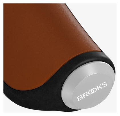 Pair of Brooks Leather Ergonomic Grips 130/130 mm Honey