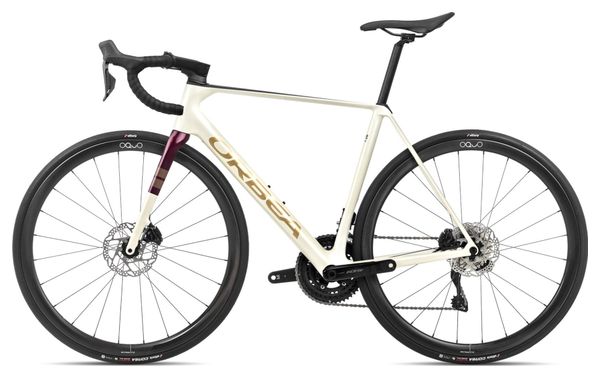 Orbea Orca M35i Bicicletta da strada Shimano 105 Di2 12S 700 mm Avorio Bianco Rosso Borgogna 2024