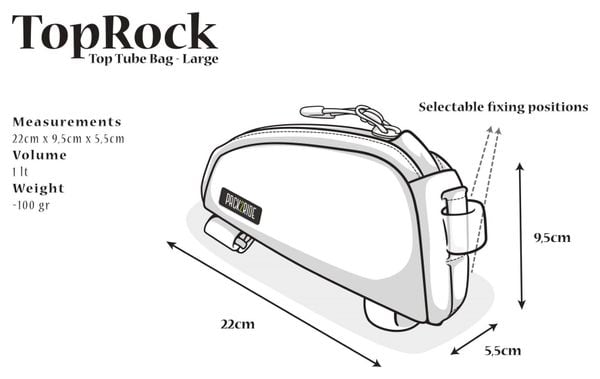 Pack2Ride TopRock Large 1L Toptube Bag Black