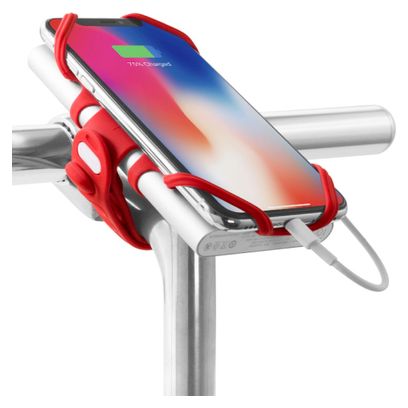 Bike Tie Pro Pack Red : support pour téléphone (écran 4 à 6.5 pouces) et batterie externe - fixation guidon ou tige de vélo - Rouge