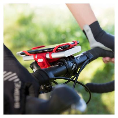 Bike Tie Pro Pack Red : support pour téléphone (écran 4 à 6.5 pouces) et batterie externe - fixation guidon ou tige de vélo - Rouge