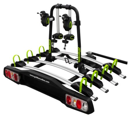 Porte-Vélos sur Boule d'Attelage PRO Z4  pour 4 vélos - Attelage avec levier - Système de Sécurité - Châssis Acier/Aluminium - 15kg par rail