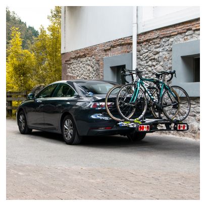 Porte-Vélos sur Boule d'Attelage PRO Z4  pour 4 vélos - Attelage avec levier - Système de Sécurité - Châssis Acier/Aluminium - 15kg par rail