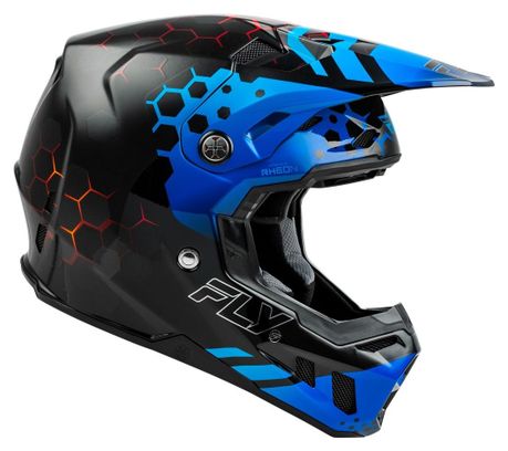 Casco integral Fly Racing Fly Formula CC Tektonik Negro / Azul / Rojo