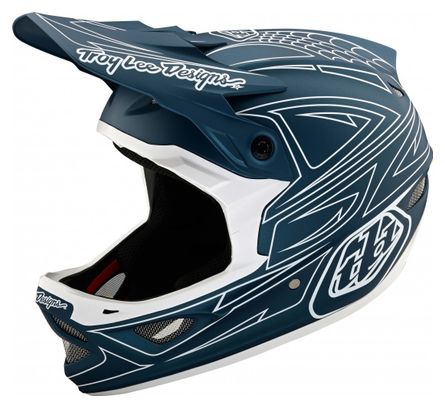 Troy Lee Designs D3 Fiberlite Spiderstripe Blue Helmet