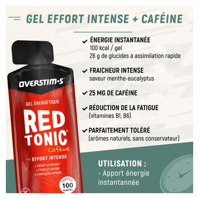 Overstims Red Tonic energiegel met cafeïne, munt en eucalyptus - 34 g
