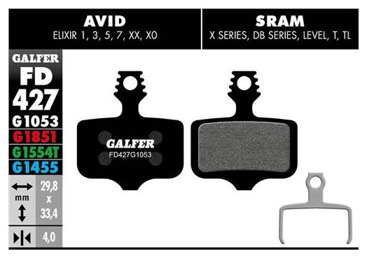 Par de Avid Elixir semimetálico Galfer 1 2 3 5 7 / Sram XX. X0. X7. X9. Estándar DB