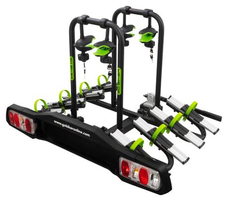 Porte-Vélos sur Boule d'Attelage ZENITH 4 pour 4 vélos - Basculant - Antivol - Installation Facile - Transport Sécurisé - 15kg/rail (max. 60kg)