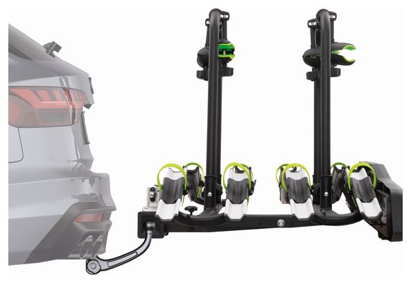 Porte-Vélos sur Boule d'Attelage ZENITH 4 pour 4 vélos - Basculant - Antivol - Installation Facile - Transport Sécurisé - 15kg/rail (max. 60kg)